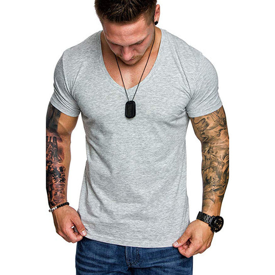 Herren V-Ausschnitt T-Shirt aus hochwertiger Baumwolle mit figurbetonter Passform EB