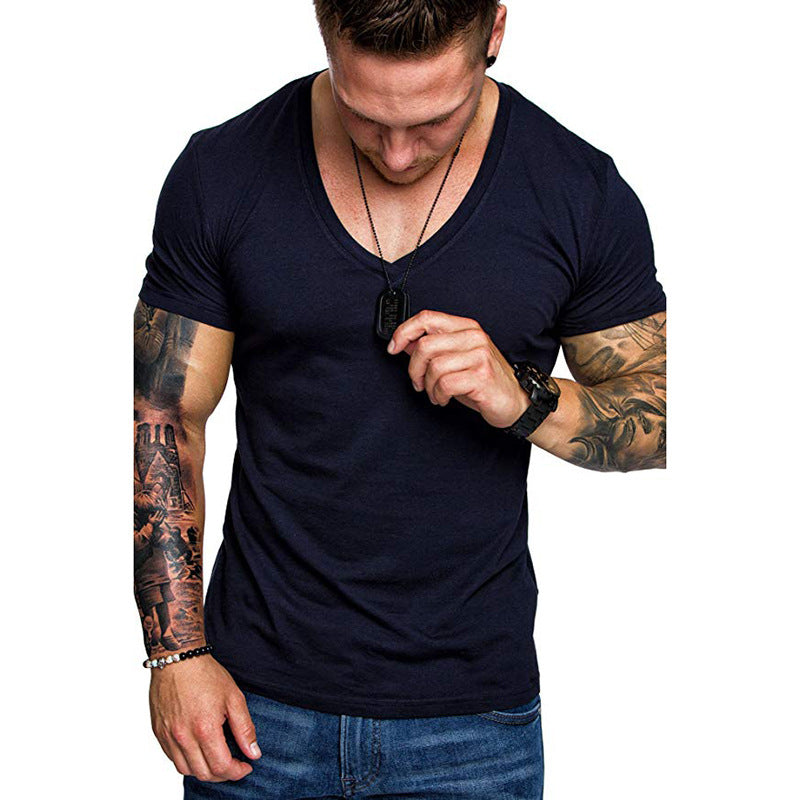 Herren V-Ausschnitt T-Shirt aus hochwertiger Baumwolle mit figurbetonter Passform EB