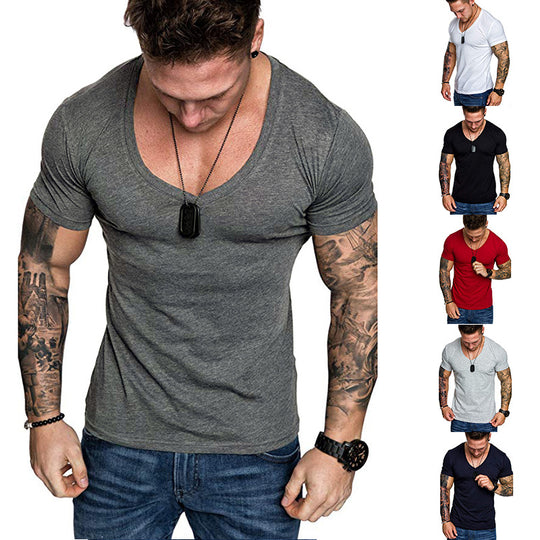 Herren V-Ausschnitt T-Shirt aus hochwertiger Baumwolle mit figurbetonter Passform EB