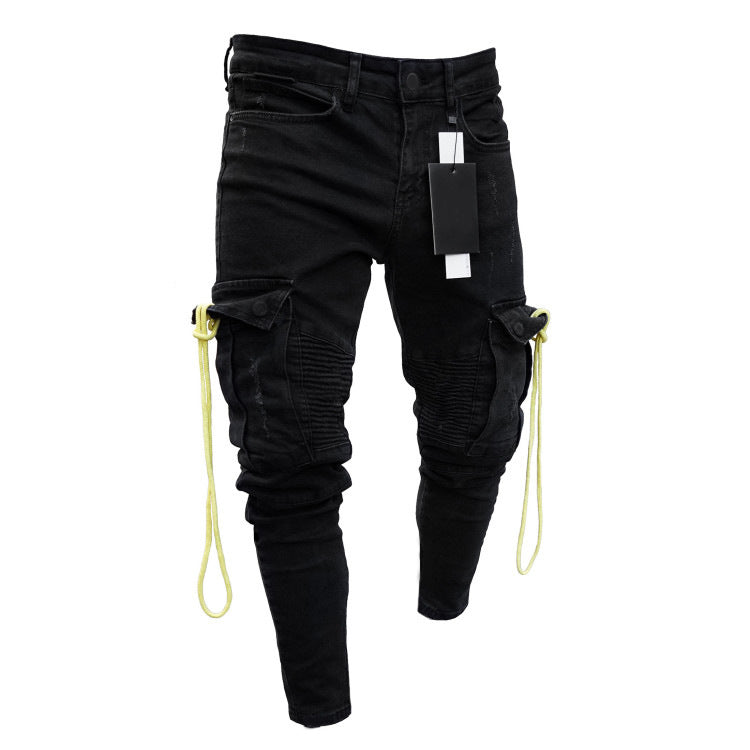 Herren trendige Cargo-Jeans mit praktischem Seitenreißverschluss und stylischen Ziernähten EB