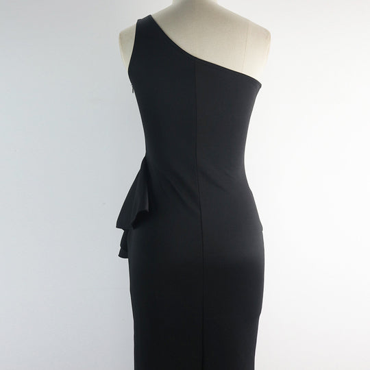 Damen elegantes Abendkleid mit asymmetrischem Rüschendesign EB