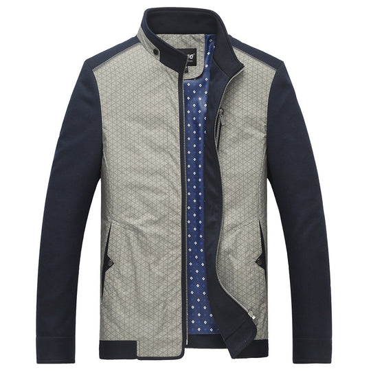 Herren Hybrid-Übergangsjacke mit gesteppter Front, Jersey-Ärmeln und Stehkragen EB