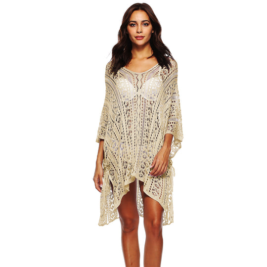 Damen Häkel-Strandtunika mit elegantem Schnitt und durchbrochenen Details EB