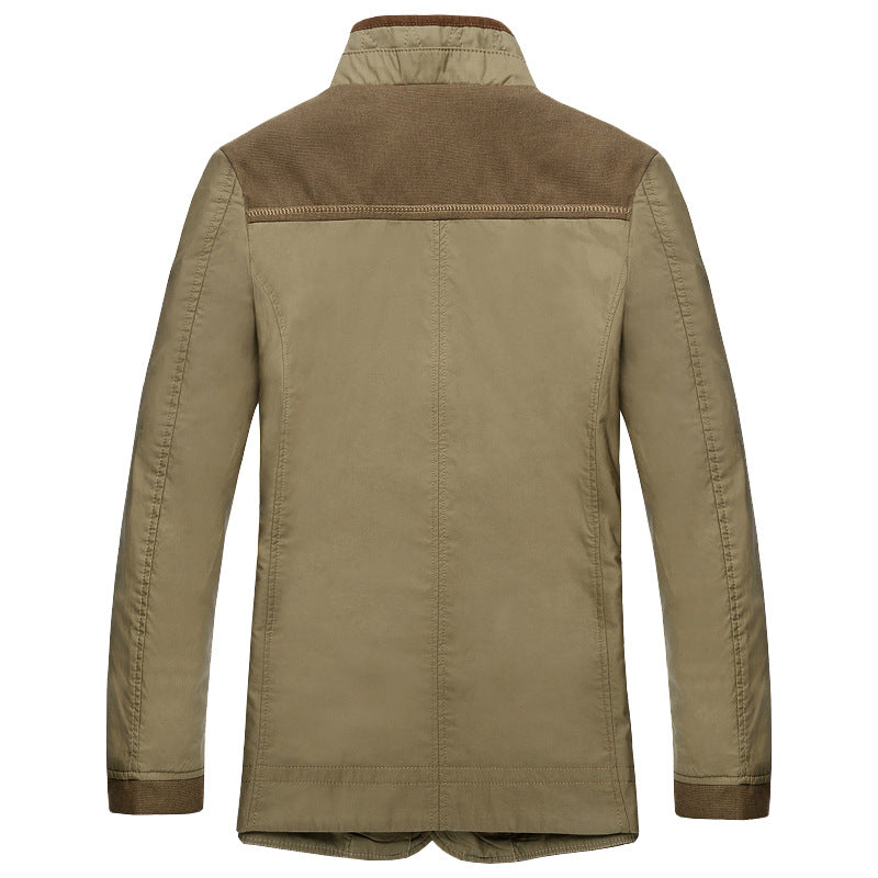 Herren Übergangsjacke im Fieldcoat-Stil mit Stehkragen und kariertem Innenfutter EB