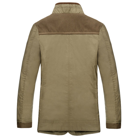 Herren Übergangsjacke im Fieldcoat-Stil mit Stehkragen und kariertem Innenfutter EB