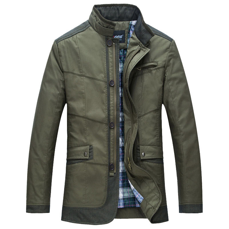 Herren Übergangsjacke im Fieldcoat-Stil mit Stehkragen und kariertem Innenfutter EB