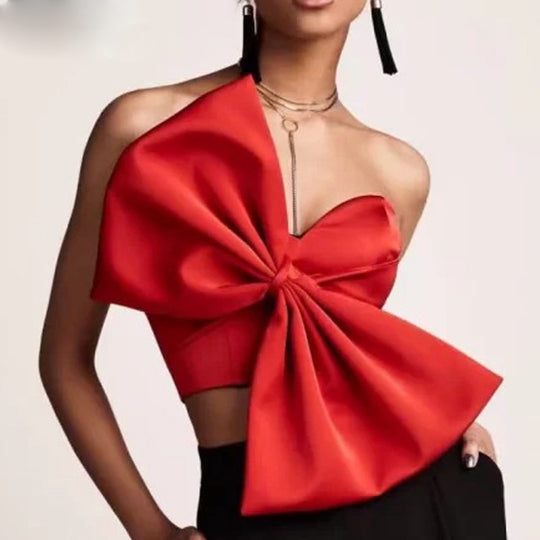 Damen Cropped Top mit dekorativem Schleifen-Design EB