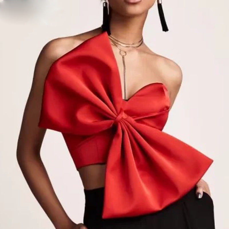 Damen Crop-Top mit voluminösem Schleifen-Design EB