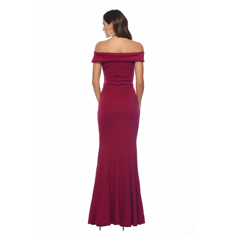 Damen Abendkleid mit schulterfreiem Design EB