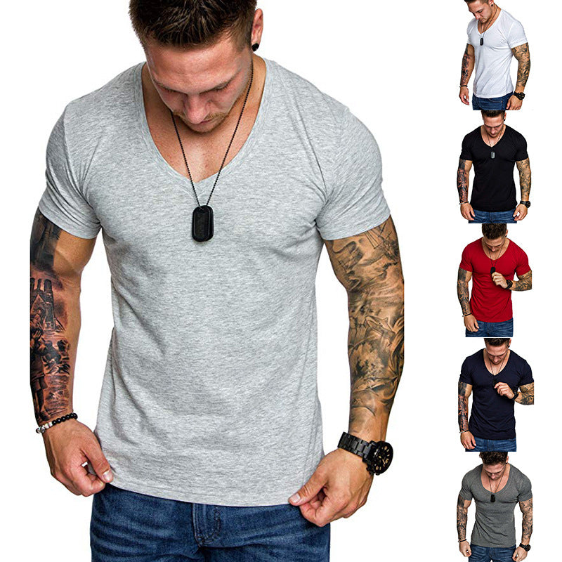 Herren V-Ausschnitt T-Shirt aus hochwertiger Baumwolle mit figurbetonter Passform EB