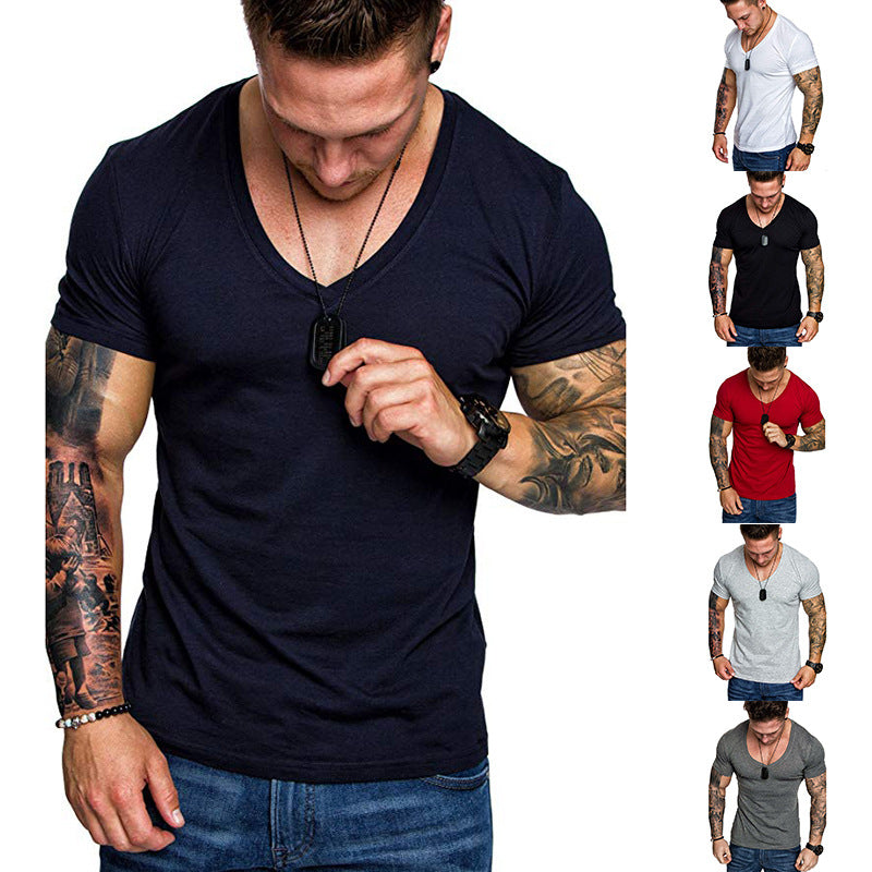 Herren V-Ausschnitt T-Shirt aus hochwertiger Baumwolle mit figurbetonter Passform EB