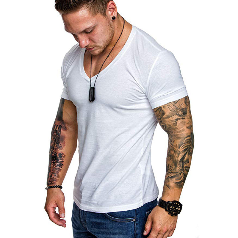 Herren V-Ausschnitt T-Shirt aus hochwertiger Baumwolle mit figurbetonter Passform EB
