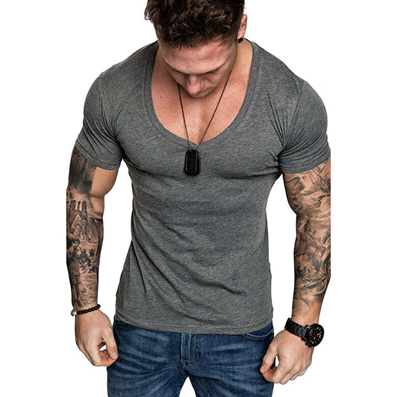 Herren V-Ausschnitt T-Shirt aus hochwertiger Baumwolle mit figurbetonter Passform EB