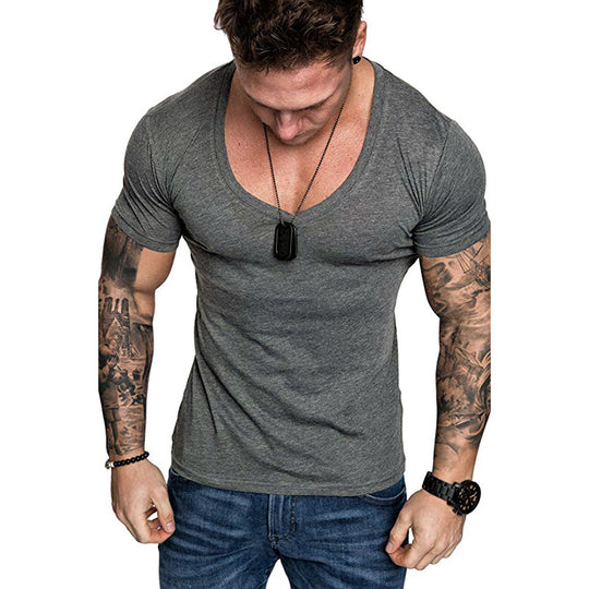 Herren V-Ausschnitt T-Shirt aus hochwertiger Baumwolle mit figurbetonter Passform EB