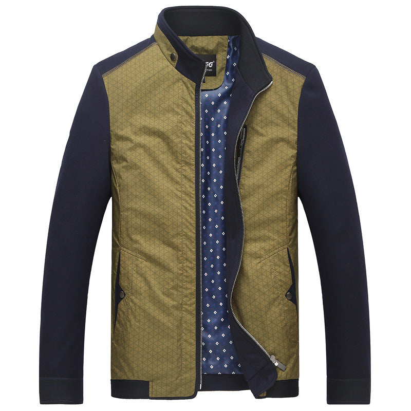 Herren Hybrid-Übergangsjacke mit gesteppter Front, Jersey-Ärmeln und Stehkragen EB