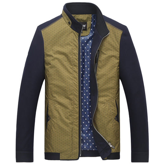 Herren Hybrid-Übergangsjacke mit gesteppter Front, Jersey-Ärmeln und Stehkragen EB