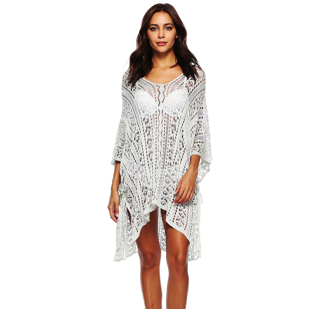Damen Häkel-Strandtunika mit elegantem Schnitt und durchbrochenen Details EB