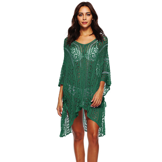 Damen Häkel-Strandtunika mit elegantem Schnitt und durchbrochenen Details EB