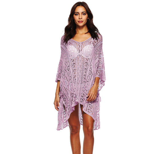 Damen Häkel-Strandtunika mit elegantem Schnitt und durchbrochenen Details EB