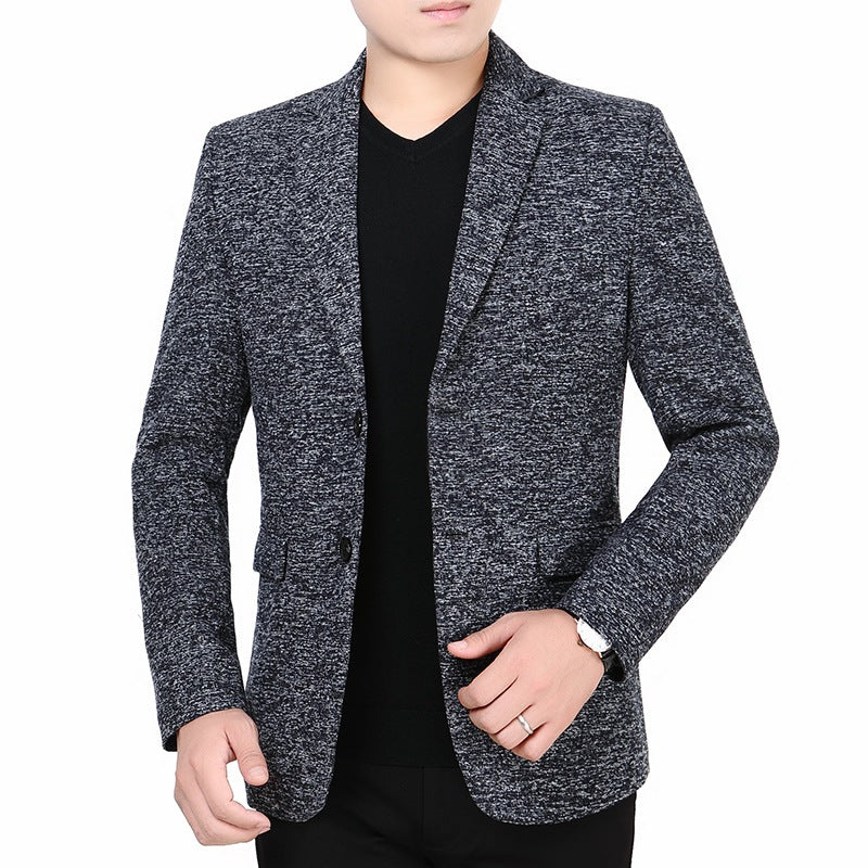 Herren Melierter Jersey-Blazer mit leichter Struktur und Zwei-Knopf-Silhouette EB
