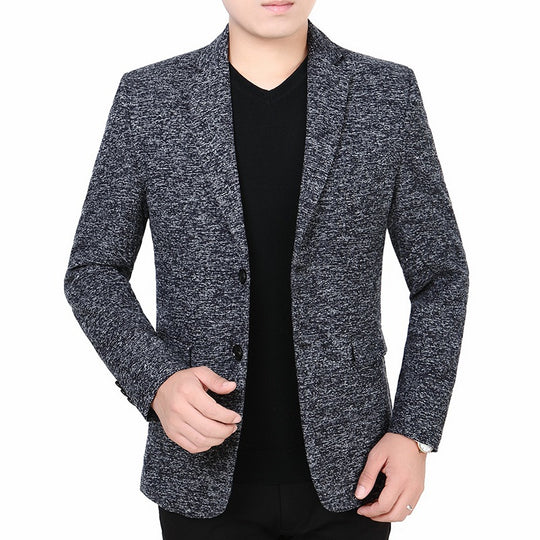 Herren Melierter Jersey-Blazer mit leichter Struktur und Zwei-Knopf-Silhouette EB