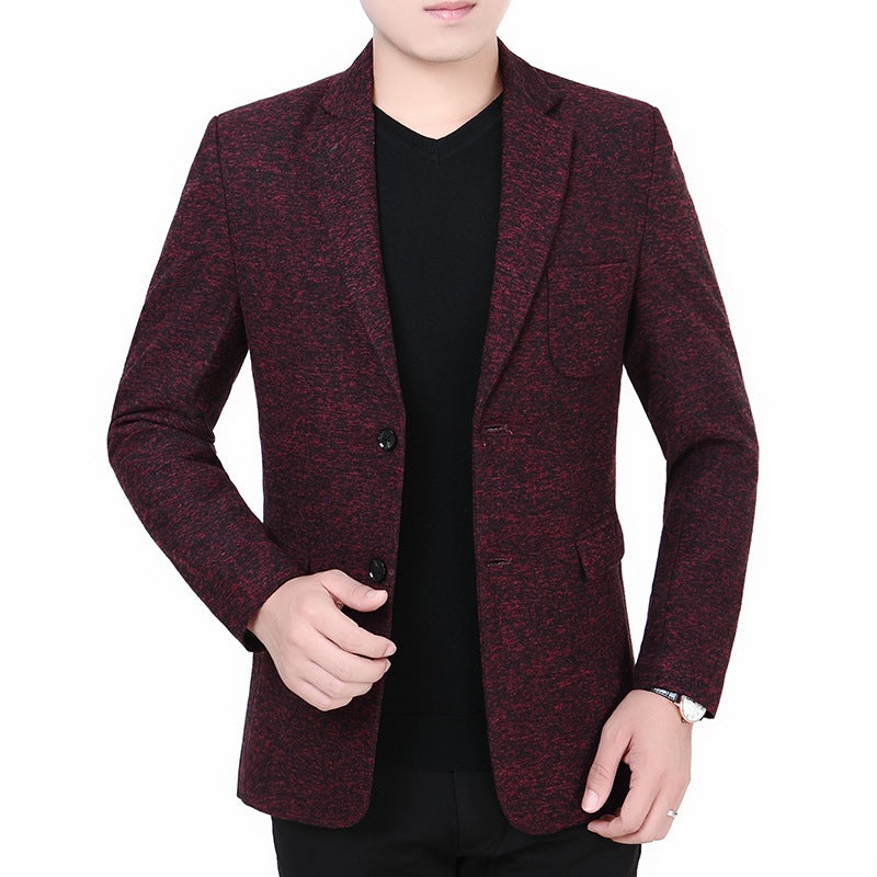 Herren Melierter Jersey-Blazer mit leichter Struktur und Zwei-Knopf-Silhouette EB