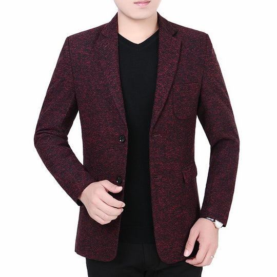Herren Melierter Jersey-Blazer mit leichter Struktur und Zwei-Knopf-Silhouette EB