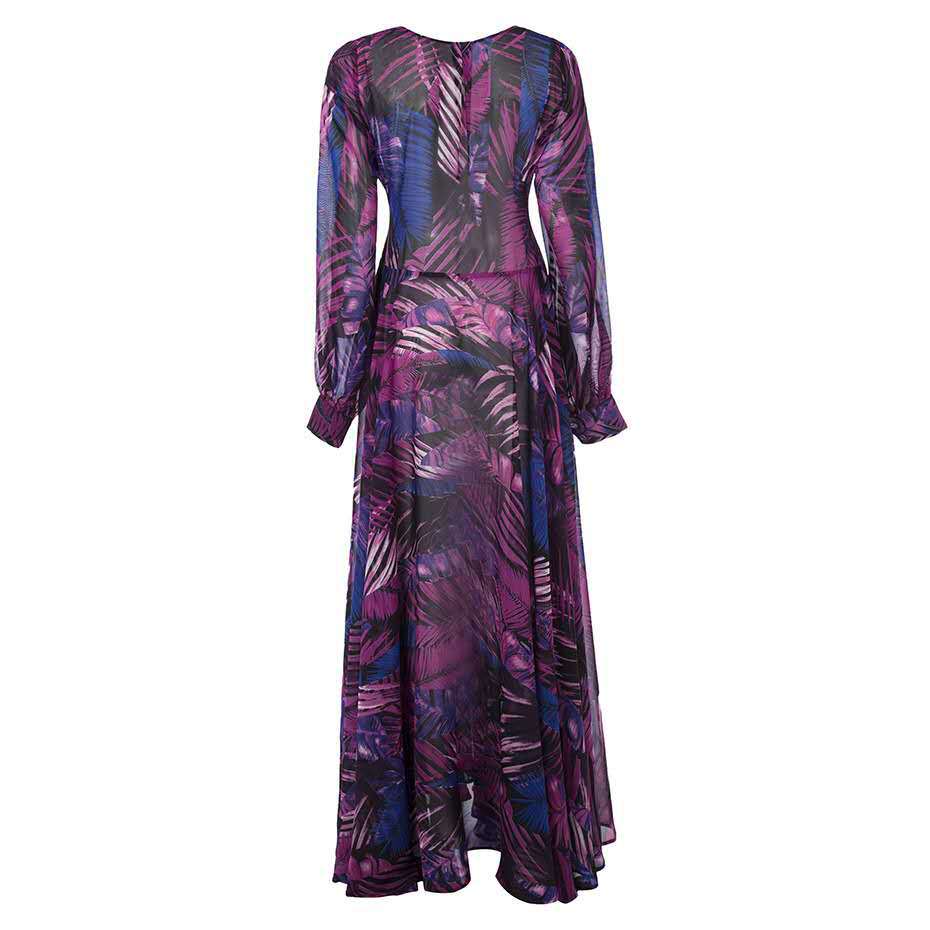 Damen Maxi-Kleid mit floralem Print und voluminösen Ärmeln EB