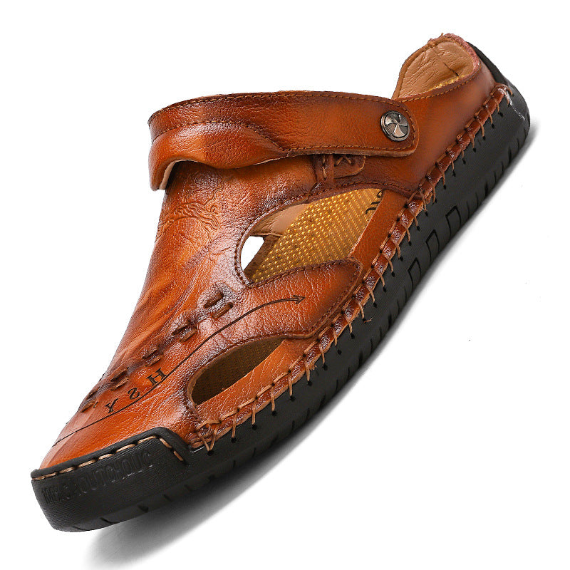 Herren Ergonomische Leder-Sandalen mit verstellbarem Riemen EB