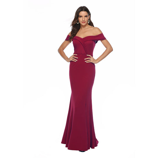 Damen Abendkleid mit schulterfreiem Design EB