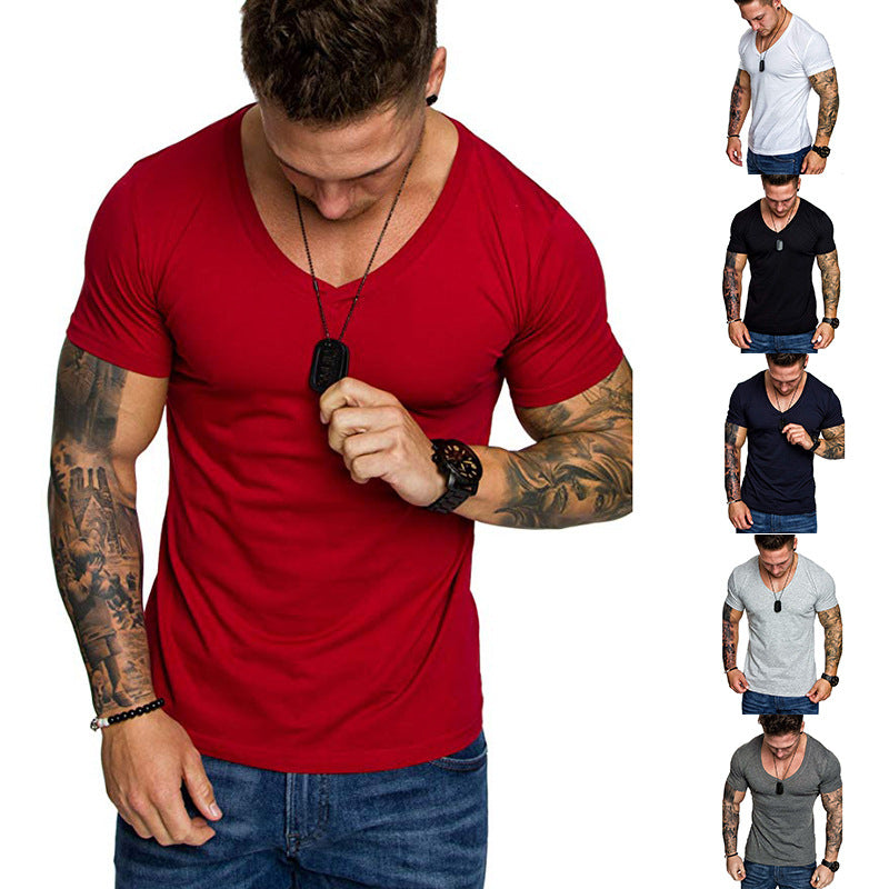 Herren V-Ausschnitt T-Shirt aus hochwertiger Baumwolle mit figurbetonter Passform EB