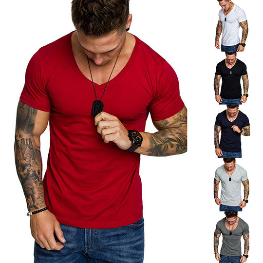 Herren V-Ausschnitt T-Shirt aus hochwertiger Baumwolle mit figurbetonter Passform EB