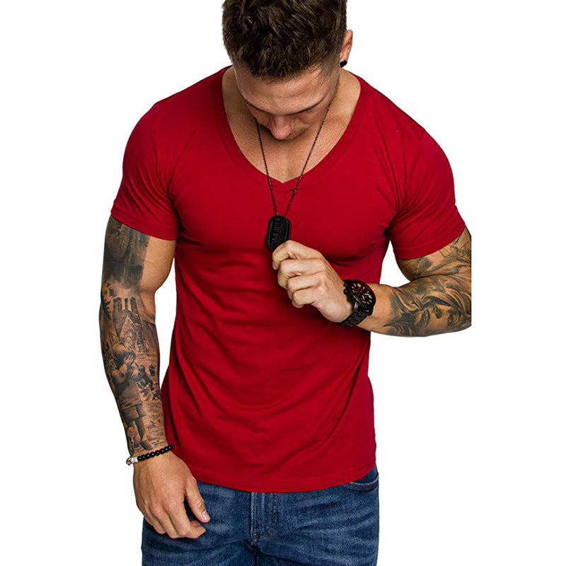 Herren V-Ausschnitt T-Shirt aus hochwertiger Baumwolle mit figurbetonter Passform EB