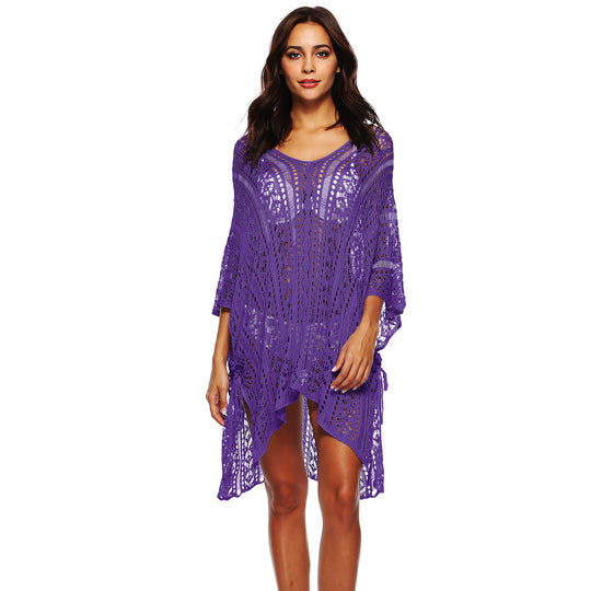 Damen Häkel-Strandtunika mit elegantem Schnitt und durchbrochenen Details EB