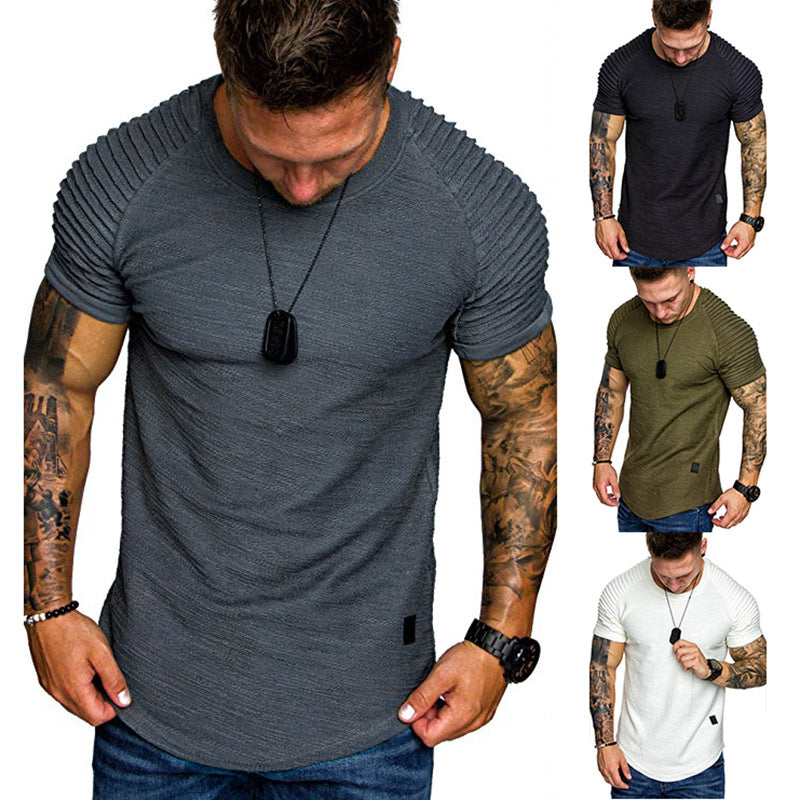 Herren modisches T-Shirt mit strukturierten Ärmeln EB
