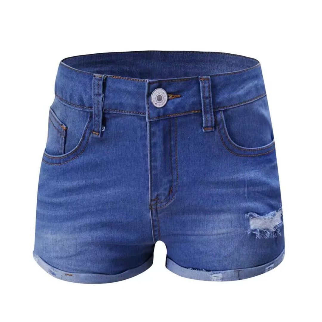 EB | Zerrissene Quasten-Denim-Shorts