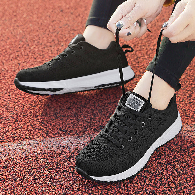 Damen nan leichtgewichtiger Strick-Freizeitsneaker mit Wabenperforation, schockabsorbierender Schaumsohle und gepolstertem Fersenkragen EB