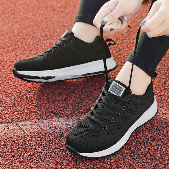 Damen nan leichtgewichtiger Strick-Freizeitsneaker mit Wabenperforation, schockabsorbierender Schaumsohle und gepolstertem Fersenkragen EB