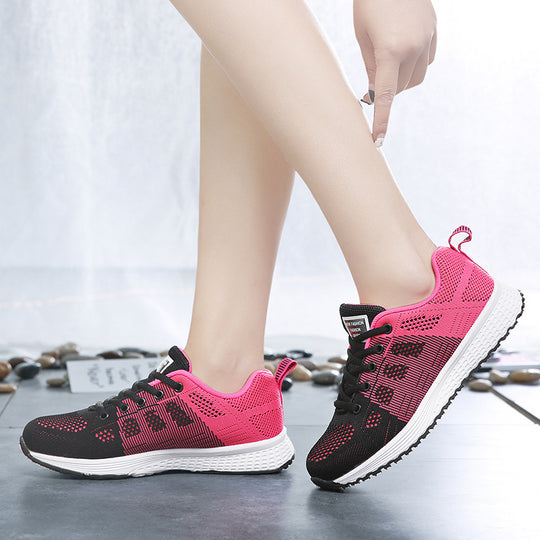 Damen nan leichtgewichtiger Strick-Freizeitsneaker mit Wabenperforation, schockabsorbierender Schaumsohle und gepolstertem Fersenkragen EB