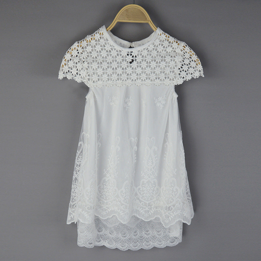 Damen Spitzenkleid mit floralem Design und ausgestelltem Saum EB