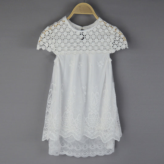 Damen Spitzenkleid mit floralem Design und ausgestelltem Saum EB