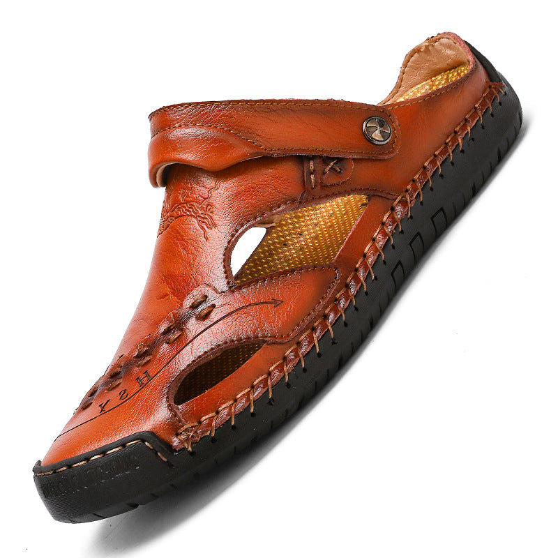 Herren Ergonomische Leder-Sandalen mit verstellbarem Riemen EB