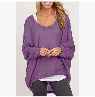 Damen lässiger Oversized Pullover mit weit geschnittenen Ärmeln und lässigem Fall EB