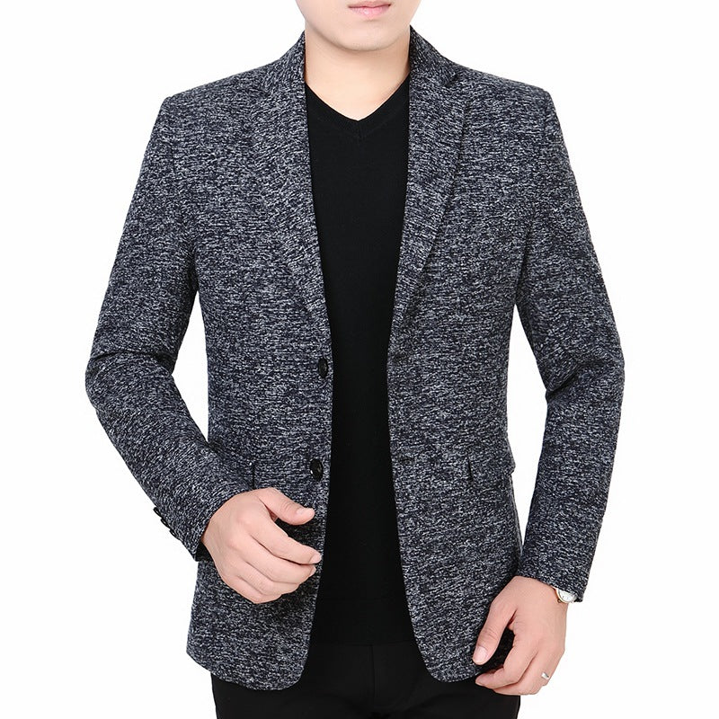 Herren Melierter Jersey-Blazer mit leichter Struktur und Zwei-Knopf-Silhouette EB