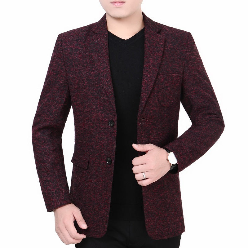 Herren Melierter Jersey-Blazer mit leichter Struktur und Zwei-Knopf-Silhouette EB