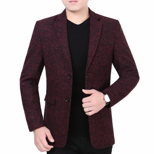 Herren Melierter Jersey-Blazer mit leichter Struktur und Zwei-Knopf-Silhouette EB