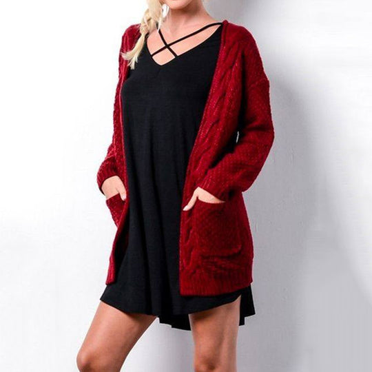 Damen Strickcardigan mit gemütlicher Oversized-Passform und Taschen EB