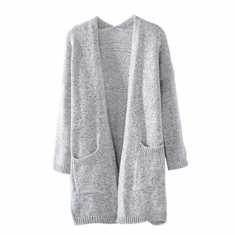 Damen Strickmantel mit tiefen Taschen und offenem Schnitt EB