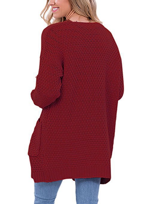 Damen Luftiger Strickcardigan mit offenen Taschen und lässigem Schnitt EB