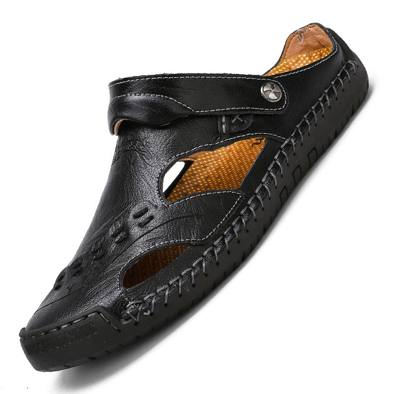 Herren Ergonomische Leder-Sandalen mit verstellbarem Riemen EB